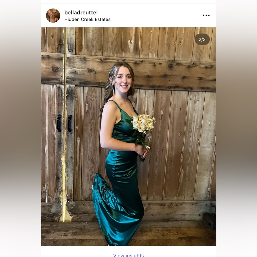 Lulu's Green Spaghetti Strap Gown for Weddings